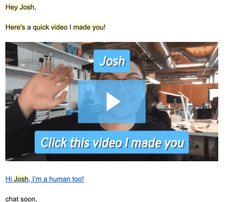 example of video marketing for sales email