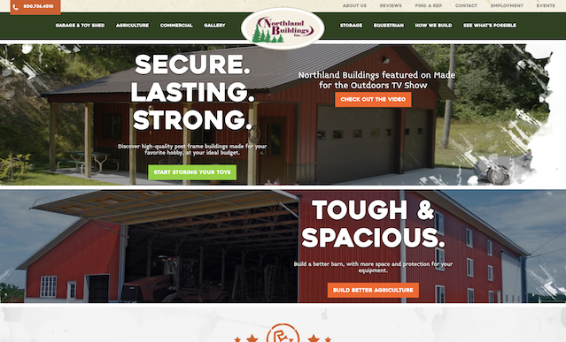 Northland Buildings Website Homepage